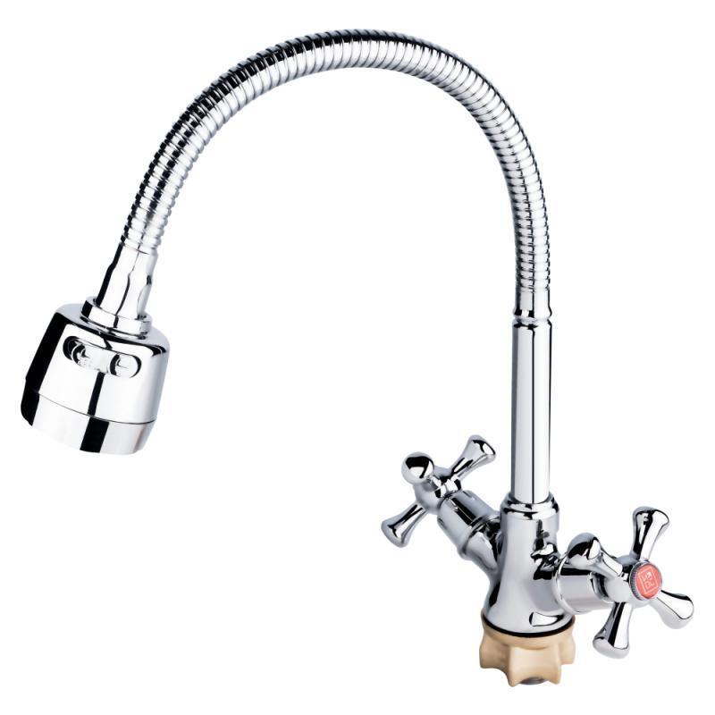 Змішувач для кухні Lidz Lamb 274F двохвентильний з гнучким виливом LDLAM274FCRM35074 Chrome, фото 1