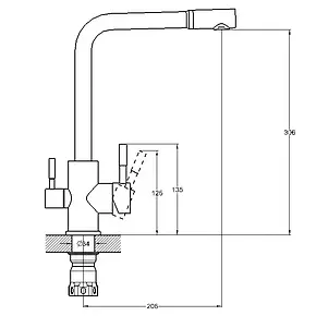 Змішувач для кухні на дві води WEZER EKO4C-01F, нерж. сталь, фото 3