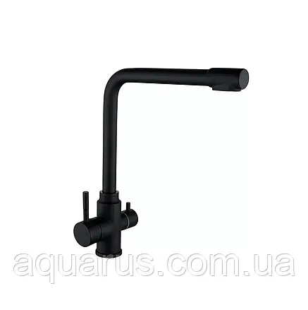 Змішувач для кухні на дві води WEZER EKO4C-01-BLACK, фото 1