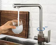 Змішувач для кухні на дві води WEZER PRO4C-02, нерж. сталь, фото 2