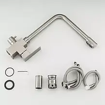 Змішувач для кухні на дві води WEZER PRO4C-02, нерж. сталь, фото 4