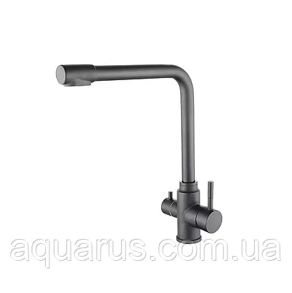 Змішувач для кухні на дві води WEZER EKO4C-01, колір - збройова сталь, фото 1