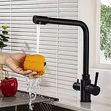 Змішувач для кухні на дві води WEZER EKO4C-01, колір - збройова сталь, фото 2