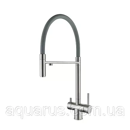 Змішувач для кухні на дві води WEZER TOP4-01-SATIN, фото 1