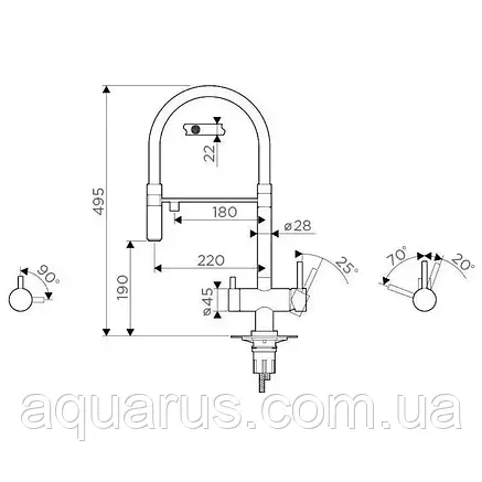 Змішувач для кухні на дві води WEZER TOP4-01-SATIN, фото 2