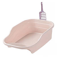 Прямоугольный туалет для кошек с лопаткой Lesko DT308 Pink 20шт