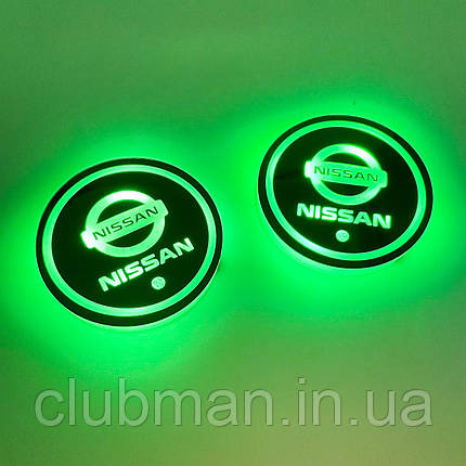 Світлодіодне інтелектуальне підсвічування підсклянника з логотипом NISSAN (Ніссан) RGB, фото 1