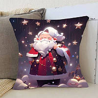 Подушка 3D новорічна До Нового Року з Дідом Морозом 3167_D 14433 35х35 см h