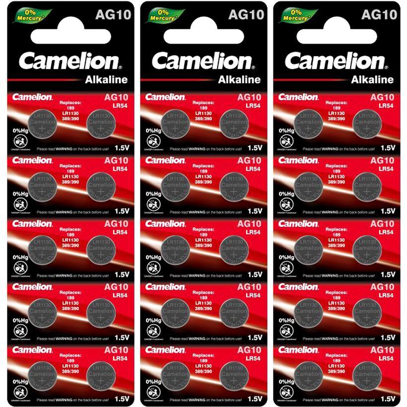 Плоскі алкалінові батареї 1.5V у вигляді таблетки Camelion на блістері 10 шт. AG10 в упаковці 10 шт.