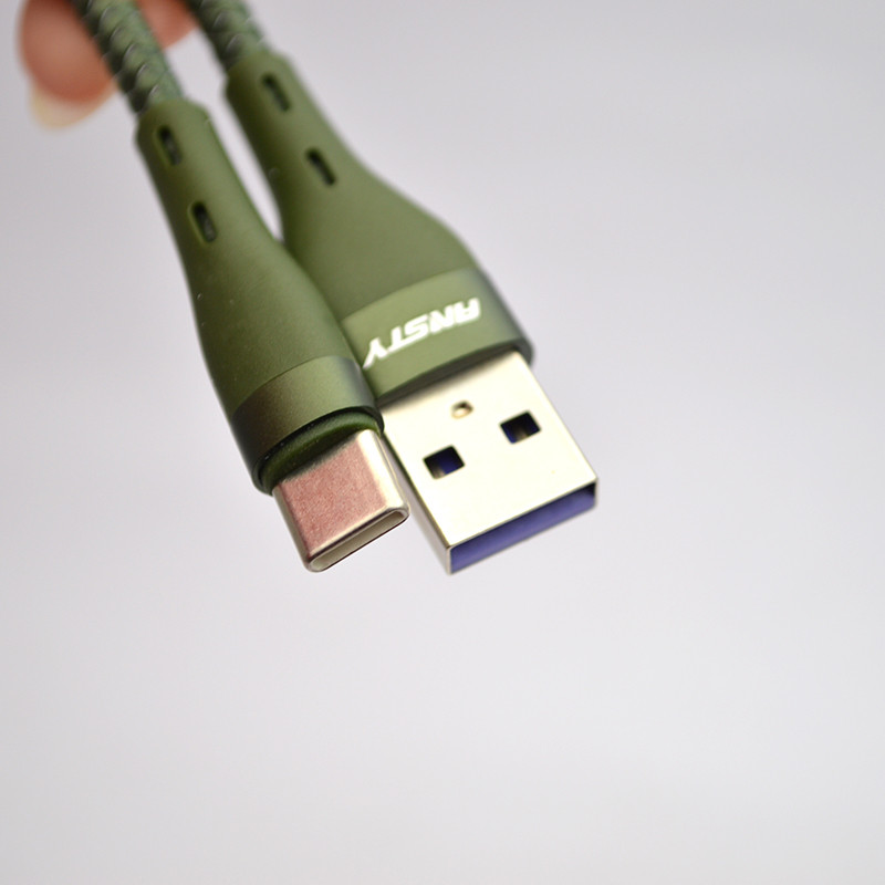 Кабель ANSTY S-023-T Zinc Alloy Nylon Type-C 5A 1M Green, фото 4