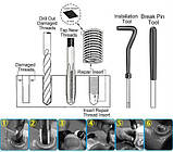 Набір для ремонту зламаної та пошкодженої різьби M8x1.25 Rewolt T1138C Комплект для відновлення різьби, фото 3