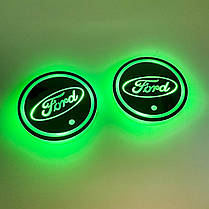 Світлодіодне інтелектуальне підсвічування підсклянника з логотипом FORD (Форд) RGB, фото 3