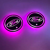 Світлодіодне інтелектуальне підсвічування підсклянника з логотипом FORD (Форд) RGB, фото 3