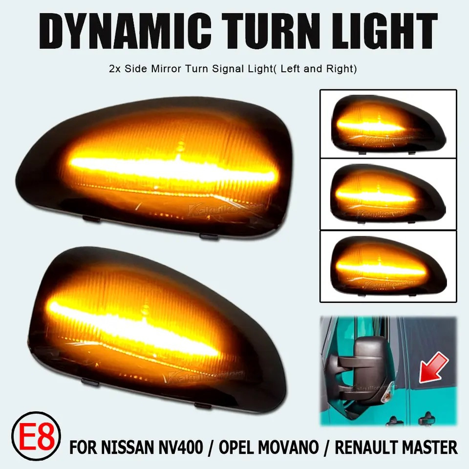 Динамічний LED-повторювач повороту в дзеркало Renault Master III 3 EV FV HV JV UV 10-23
