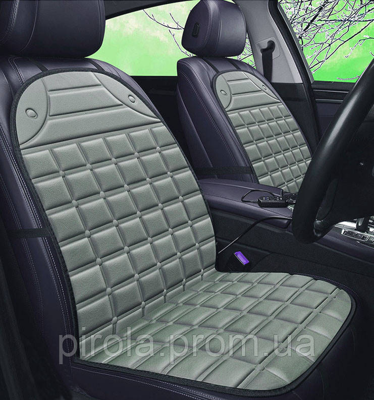 Накидка на автомобільне сидіння 2 шт з підігрівом та захистом від переохолодження сірий колір