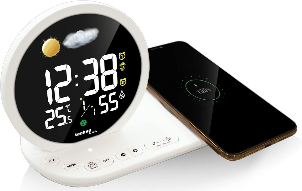 Годинник настільний Technoline WT427 Wireless Mobile Charging (White)