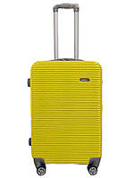 Пластиковый средний женский желтый чемоданчик на колесиках CARBON чемодан прочный из пластика страна Турция