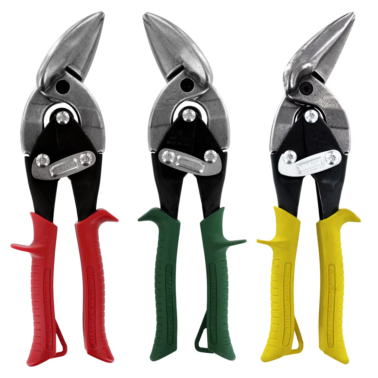 Набір ножиць для металу - ліві, прямі та праві ножиці для різання металу з кованим лезом - MWT-6510RLS (США), фото 1