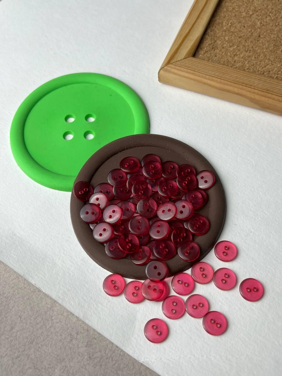 Ґудзик Стандарт, малиновий прозорий 12 мм, фото 1