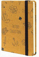Дневник недатированный TATOO, А6, твердаz обложка текстиль, резинка, кремовый блок линия