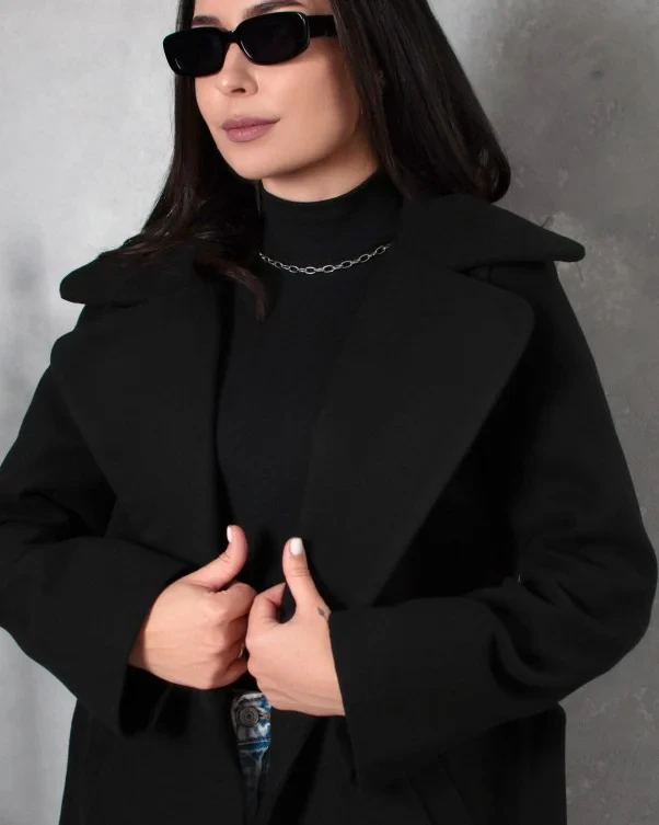 Жіночі пальта ISSA PLUS 13540 S чорний - фото 4 - id-p2060222260