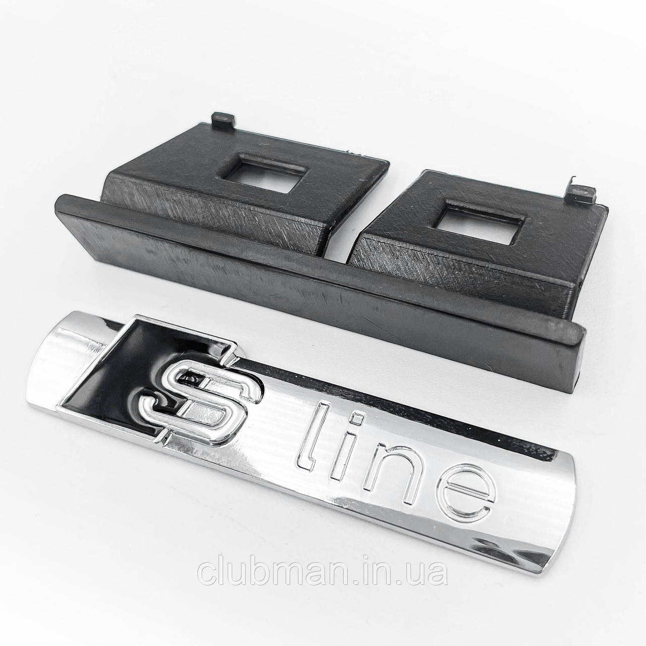 Емблема для решітки радіатора S-line AUDI (Ауді) - Чорний Хром 72 х 16 мм