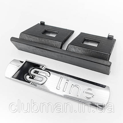 Емблема для решітки радіатора S-line AUDI (Ауді) - Чорний Хром 72 х 16 мм, фото 1