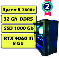 Игровой компьютер / ПК AMD Ryzen 5 7600X (6 x 5.3 GHz) / 32Gb DDR 5 / SSD 1000 Gb / RTX 4060 Ti 8Gb