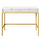 Білий письмовий стіл Nova 104х50 см на золотих металевих ніжках для невеликої кімнати, фото 3