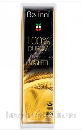 Макаронні вироби Belinni Спагетті №5 із твердих сортів пшениці 500 г, фото 1