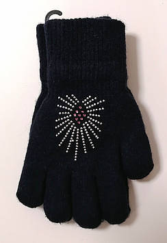Рукавички зі стразами для дівчаток 7-10 років.
