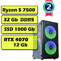 Игровой компьютер / ПК AMD Ryzen 5 7500 (6 x 5.0 GHz) / 32Gb DDR 5 / SSD 1000 Gb / RTX 4070 12Gb