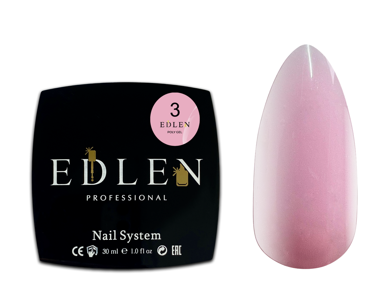 Полігель Edlen Poly gel №3 рожевий, 30 мл