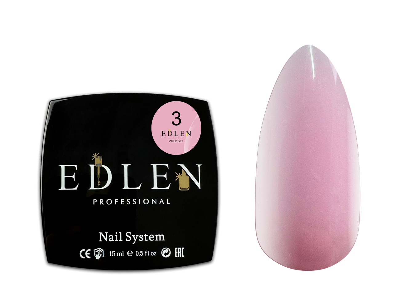 Полігель Edlen Poly gel №3 рожевий, 15 мл