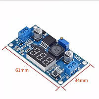 Понижающий модуль DC-DC на чипе LM2596 0-30В/3А с LCD дисплеем (синий)