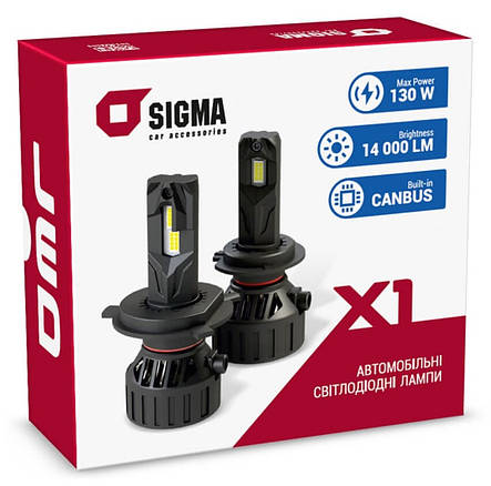 LED лампы Sigma X1 65W H4 H/L, фото 3