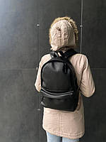 Женский рюкзак черный, кожа эко
