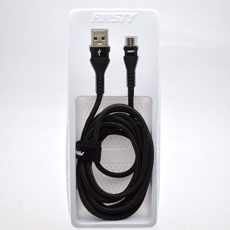 Кабель ANSTY ANS-88-A Nylon Micro USB 3.1A 2M Black, фото 2