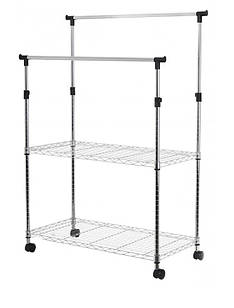 Стійка для одягу подвійна з полицями