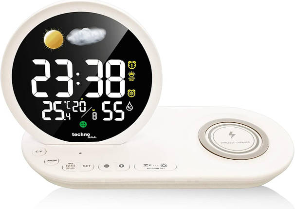 Годинник настільний Technoline WT427 Wireless Mobile Charging (White), фото 2