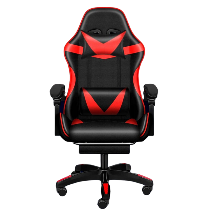 Кресло игровое чёрное PLAYER с подставкой для ног Red/Black Кресло игровое для компьютера с подушкой - фото 2 - id-p2060353439