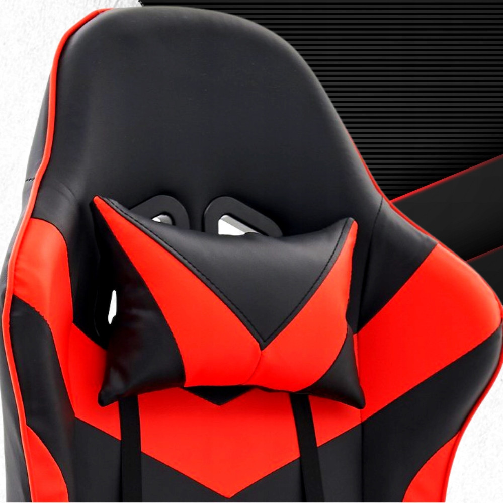 Кресло игровое чёрное PLAYER с подставкой для ног Red/Black Кресло игровое для компьютера с подушкой - фото 5 - id-p2060353439