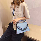 ДЕФЕКТ! Жіноча класична сумка крос-боді з ланцюжком через плече на ремінці синя блакитна, фото 6