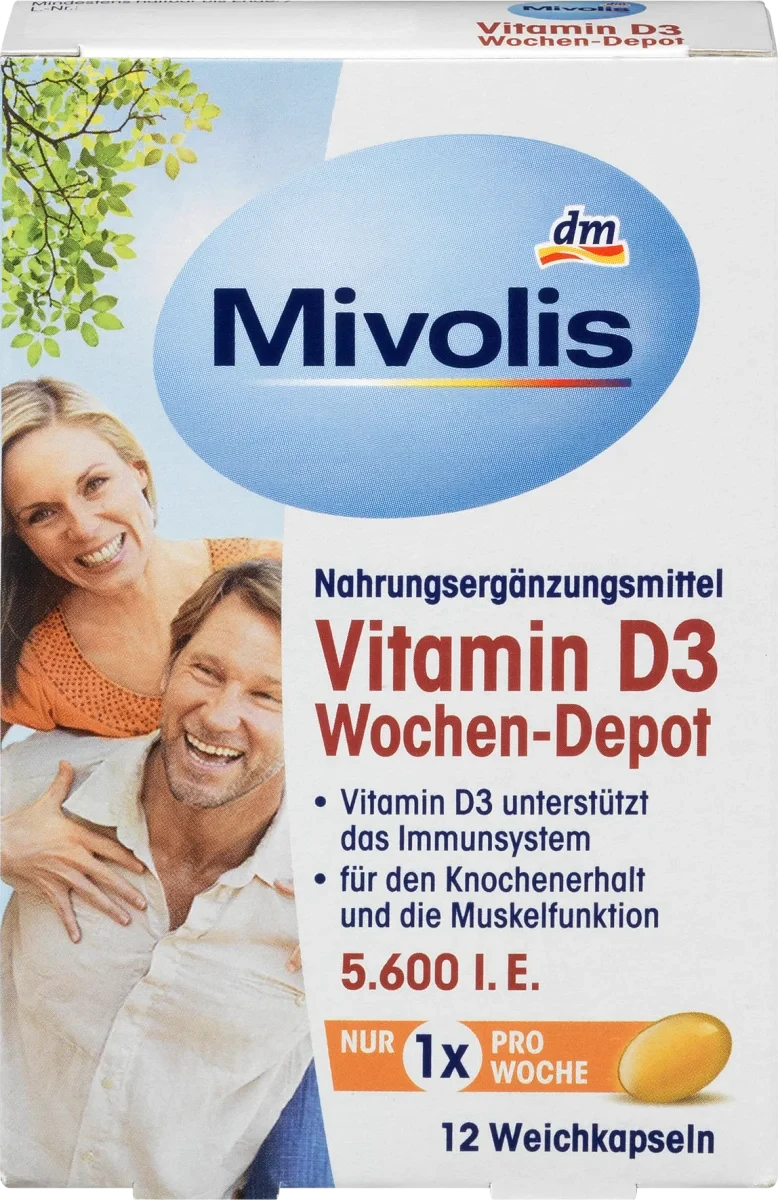 Міволіс Вітамін D3 5600 м.о., "Mivolis Vitamin D3 5600", 12 капсул, Німеччина, фото 1