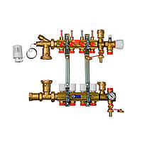 Сборный коллекторный узел Giacomini для систем напольного отопления с расходомерами 1" X18 /11