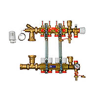 Сборный коллекторный узел Giacomini для систем напольного отопления с расходомерами 1" X18 /12