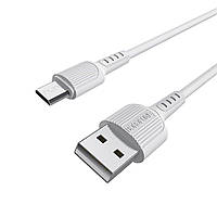 Кабель BOROFONE BX16 USB to Micro 2A, 1m, PVC, TPE connectors, White