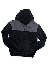 Спортивна тостовка чоловіча "Puma" з капюшоном (тканина фліс Polar) чорний із сірим
