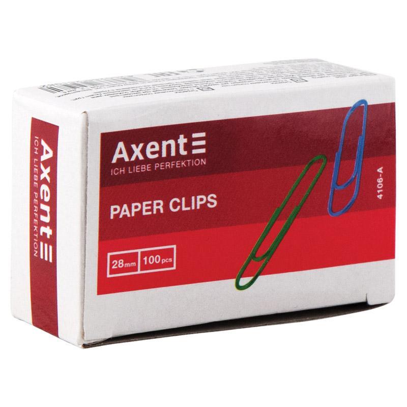 Скріпки кольорові круглі, 28 мм, 100 штук, Axent 4106-A, фото 1