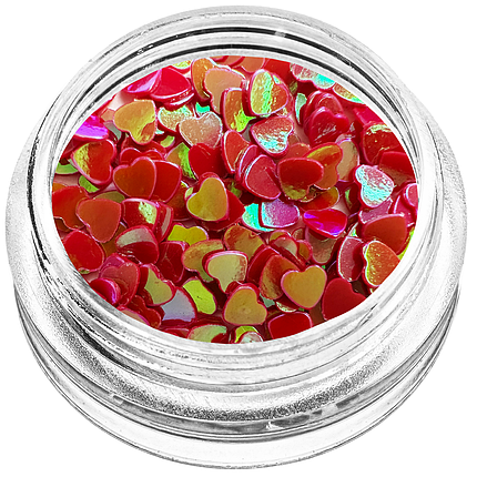 Сердечка для декору, червоний хамелеон, фото 1